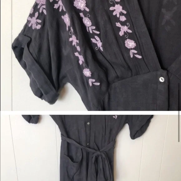 Free People Embroidered Tie Waist Midi Dress - Picture 7 of 10